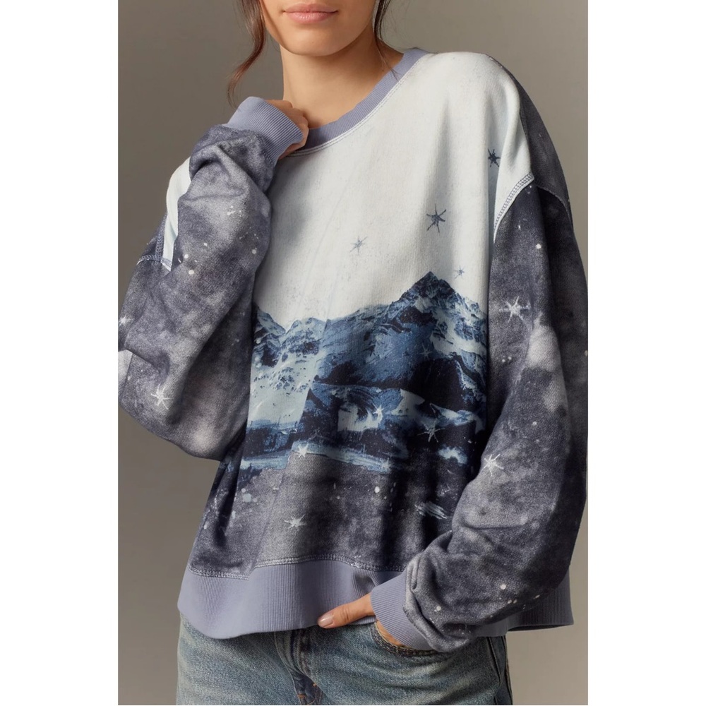 Pilcro Anthropologie Scenic Mountain Crew Neck Sweatshirt Women’s Small - Picture 11 of 12